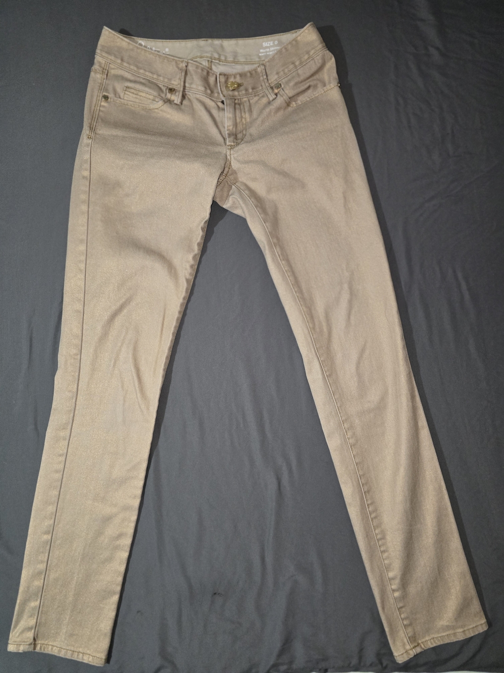 Lilly Pulitzer Worth Skinny Jeans Womens 0 Metallic Gold Stretch Pants 29"